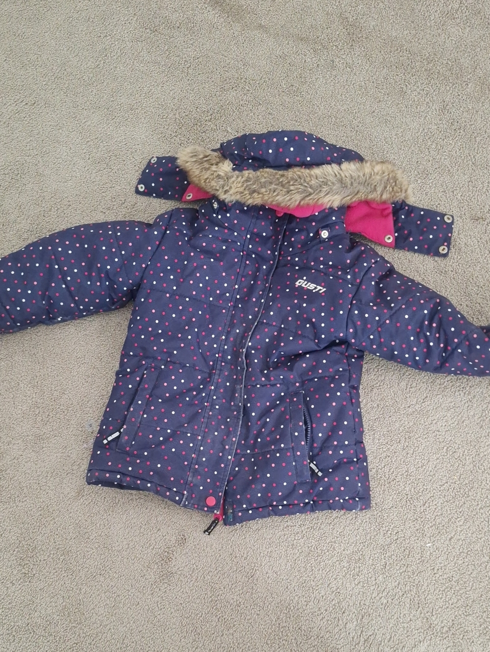 Gustin Navy Jacket with Pink Polka Dot and Pink Lining